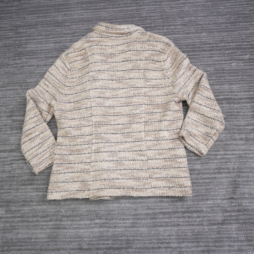Lucky Brand Womens Cream Beige Striped Textured Knit Moto Jacket Size L Large - Picture 3 of 9